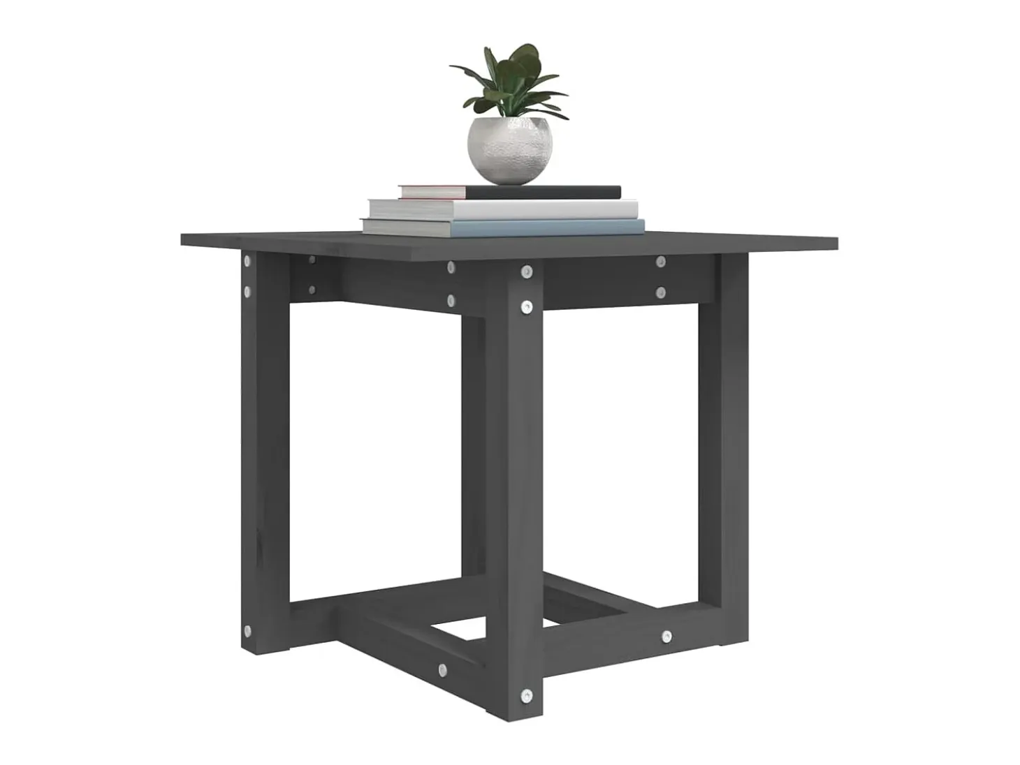 Mesa de centro de madera maciza de pino gris 50x50x45 cm ES68607