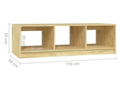 Mesa de centro de madera maciza de pino 110x50x34 cm