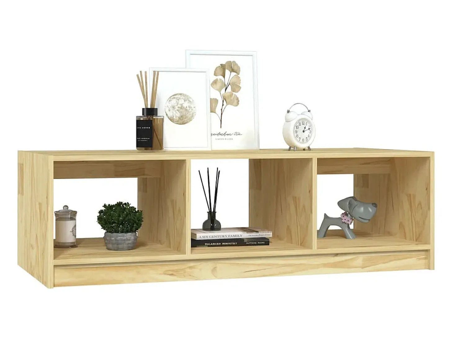 Mesa de centro de madera maciza de pino 110x50x34 cm