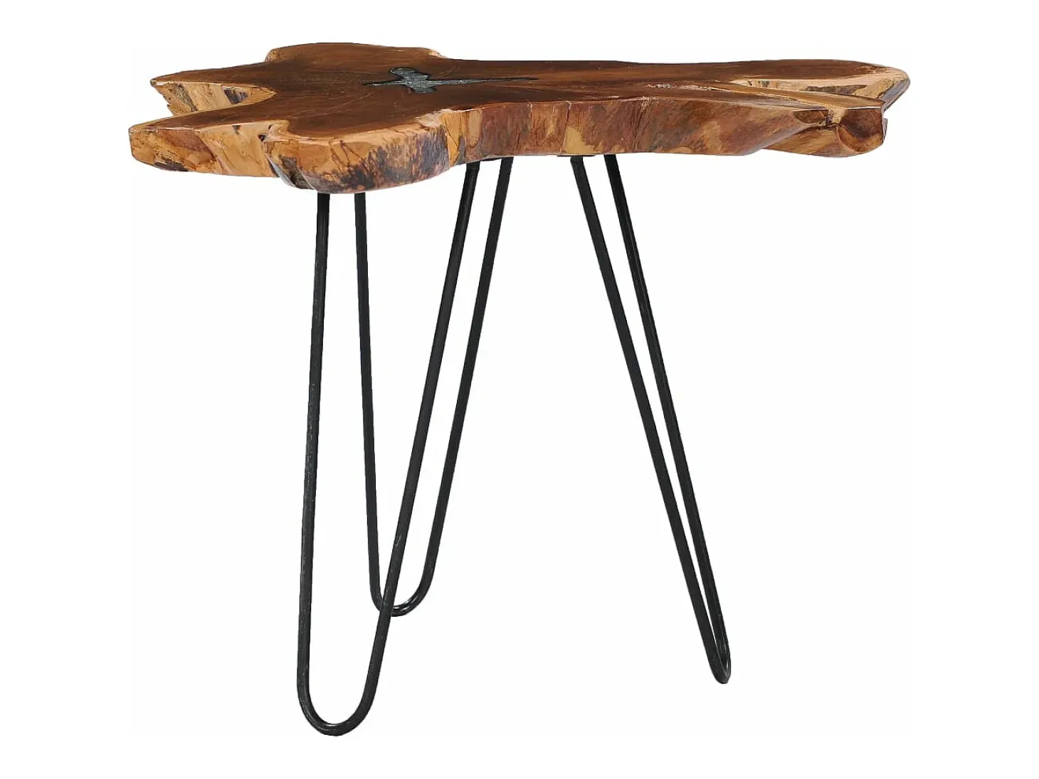 Mesa de centro de madera maciza de teca y polirresina 70x45 cm