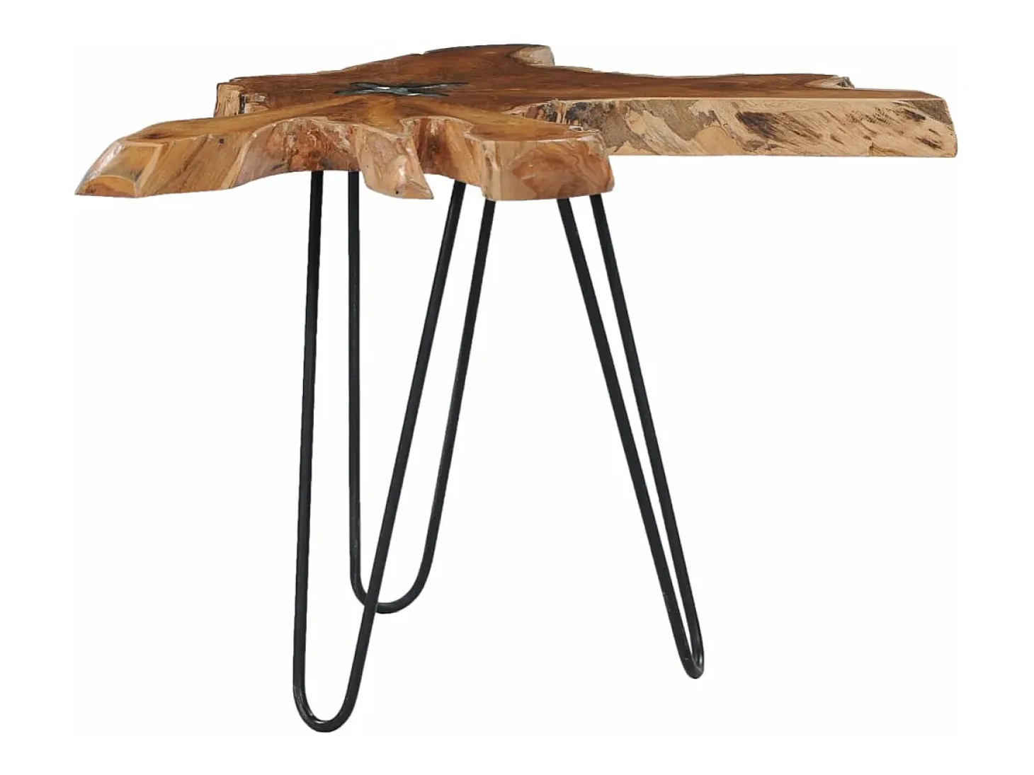 Mesa de centro de madera maciza de teca y polirresina 70x45 cm
