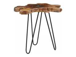 Mesa de centro de madera maciza de teca y polirresina 70x45 cm