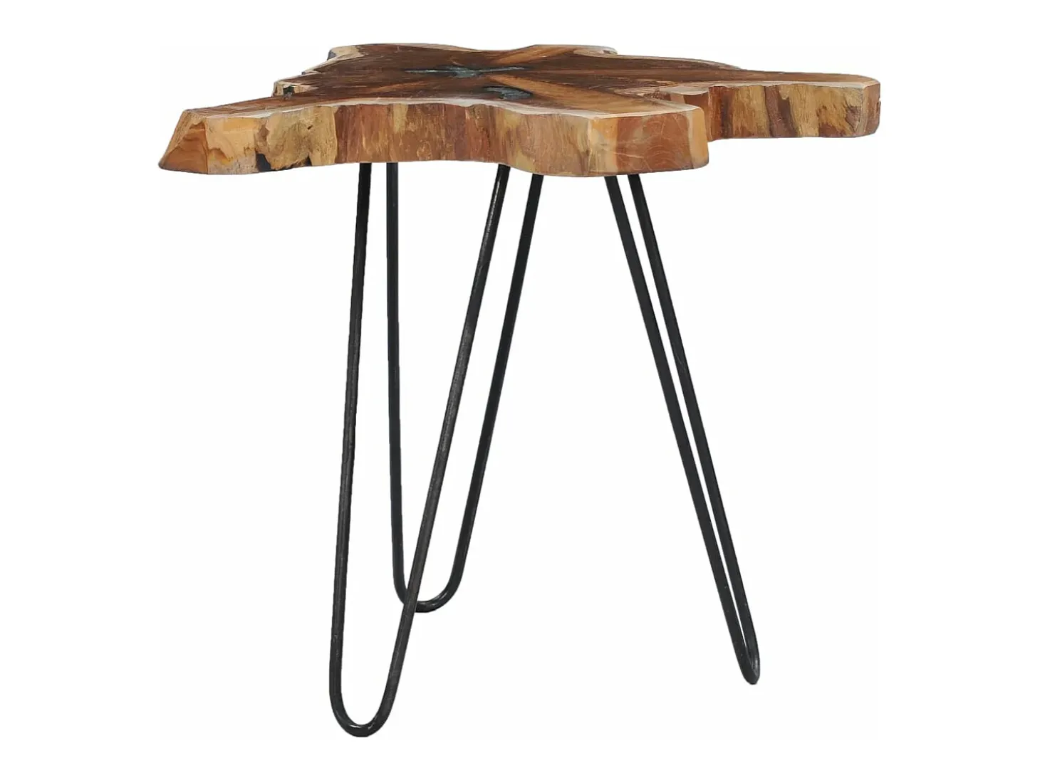 Mesa de centro de madera maciza de teca y polirresina 70x45 cm
