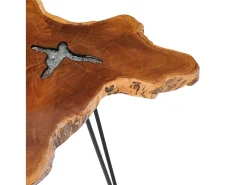 Mesa de centro de madera maciza de teca y polirresina 70x45 cm