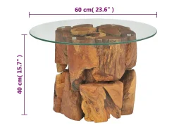 Mesa de centro de madera flotante de teca maciza 60 cm