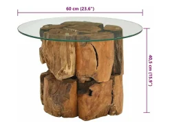 Mesa de centro de madera flotante de teca maciza 60 cm