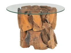 Mesa de centro de madera flotante de teca maciza 60 cm
