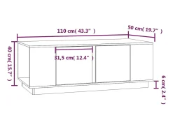 Mesa de centro de madera maciza de pino 110x50x40 cm