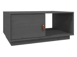 Mesa de centro de madera maciza de pino gris 80x50x35,5 cm