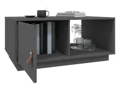 Mesa de centro de madera maciza de pino gris 80x50x35,5 cm
