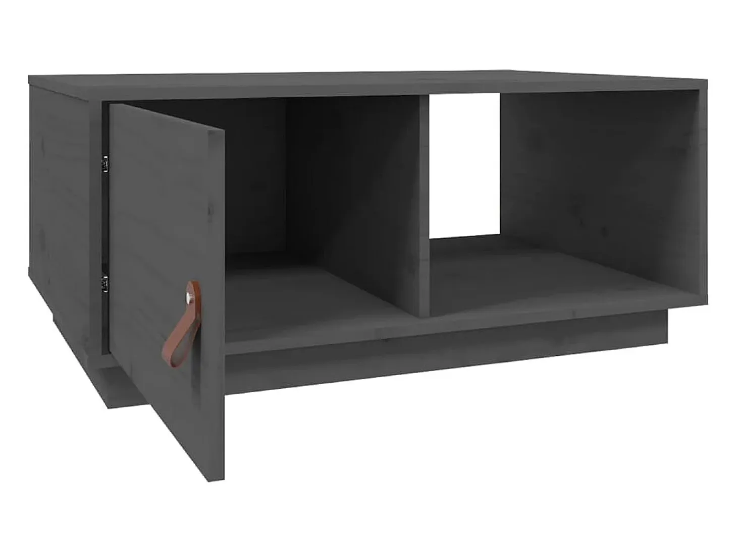 Mesa de centro de madera maciza de pino gris 80x50x35,5 cm