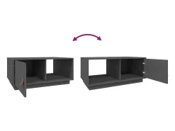 Mesa de centro de madera maciza de pino gris 80x50x35,5 cm
