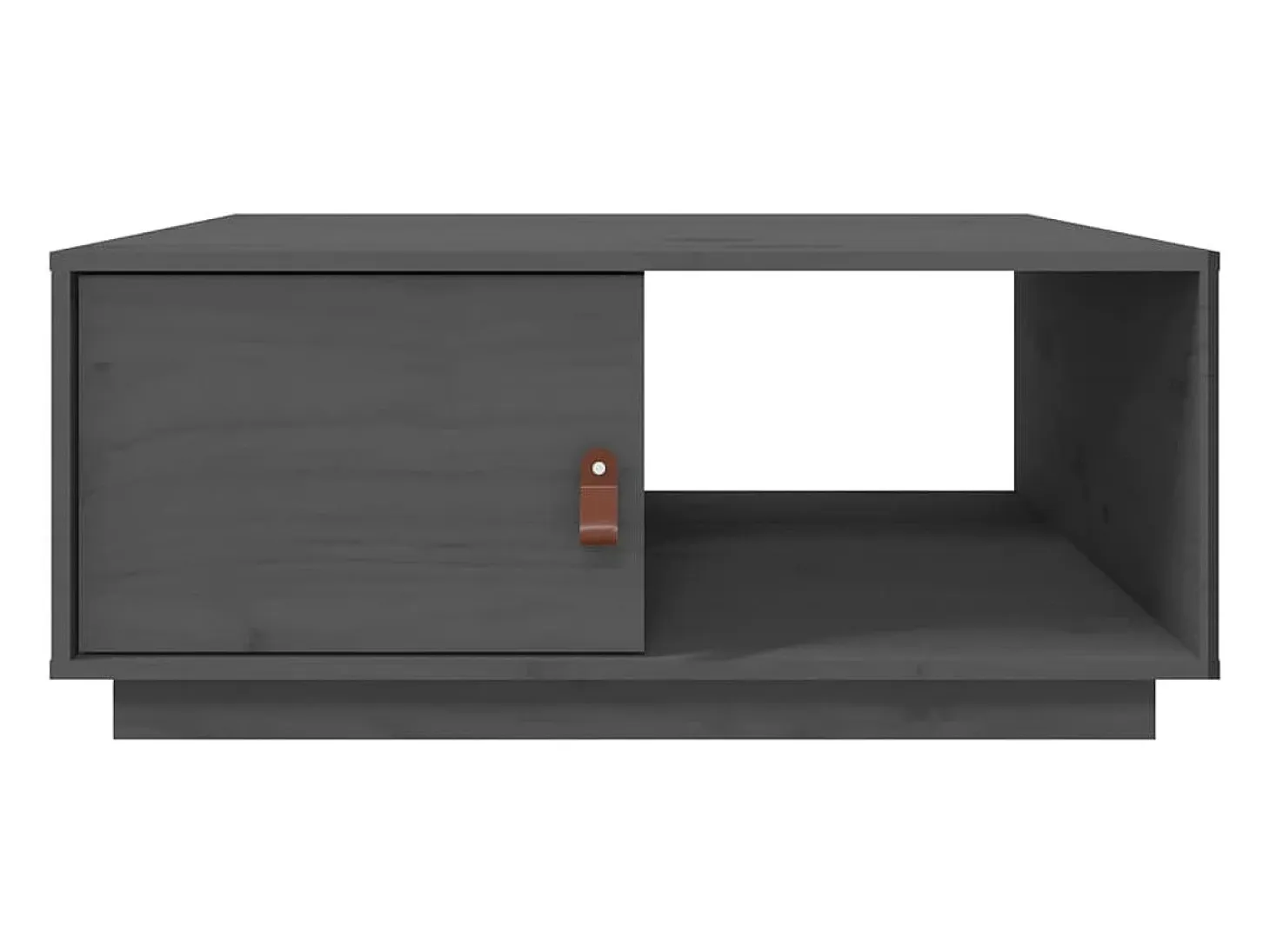 Mesa de centro de madera maciza de pino gris 80x50x35,5 cm