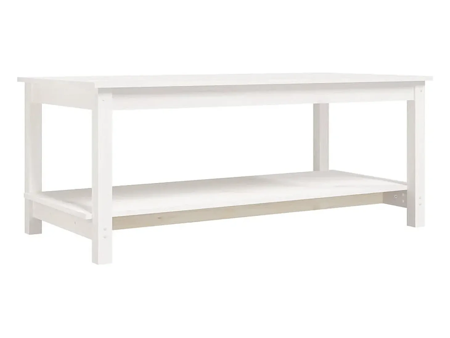 Mesa de centro de madera maciza de pino blanco 110x55x45 cm