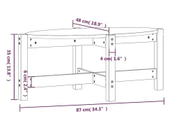 Mesa de centro de madera maciza de pino negro 87x48x35 cm