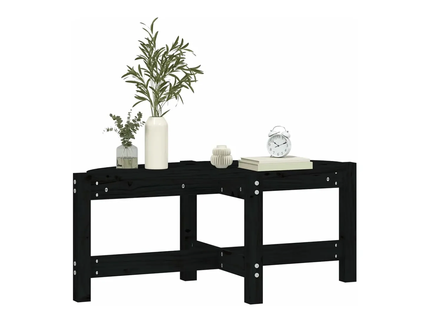 Mesa de centro de madera maciza de pino negro 87x48x35 cm