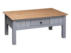 Mesa de centro de madera de pino estilo Panamá gris 100x60x45cm