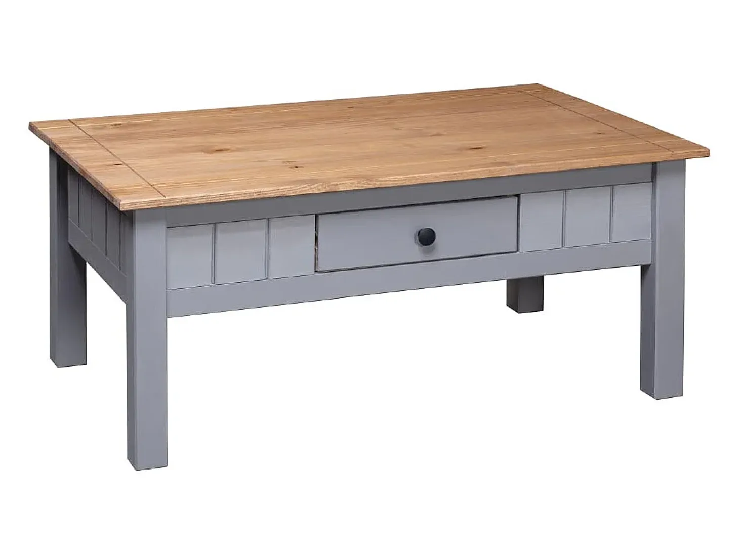 Mesa de centro de madera de pino estilo Panamá gris 100x60x45cm