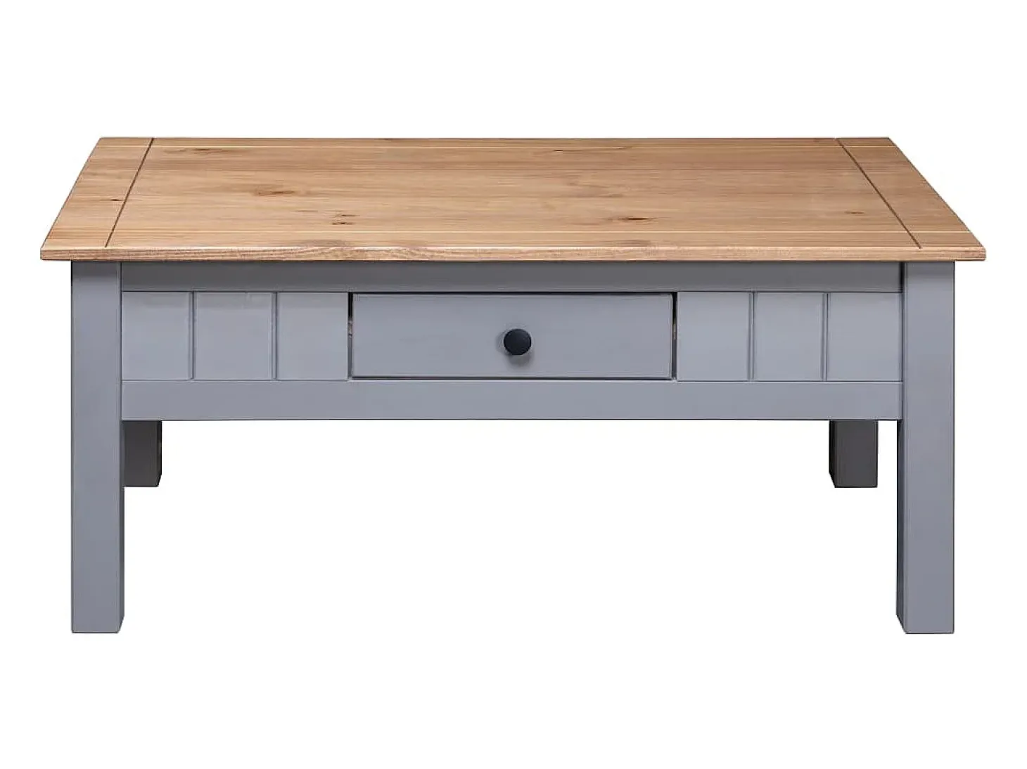 Mesa de centro de madera de pino estilo Panamá gris 100x60x45cm