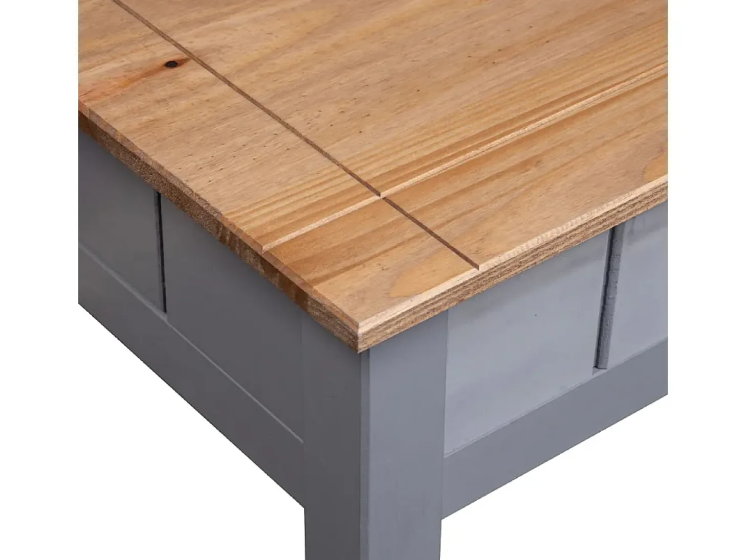 Mesa de centro de madera de pino estilo Panamá gris 100x60x45cm