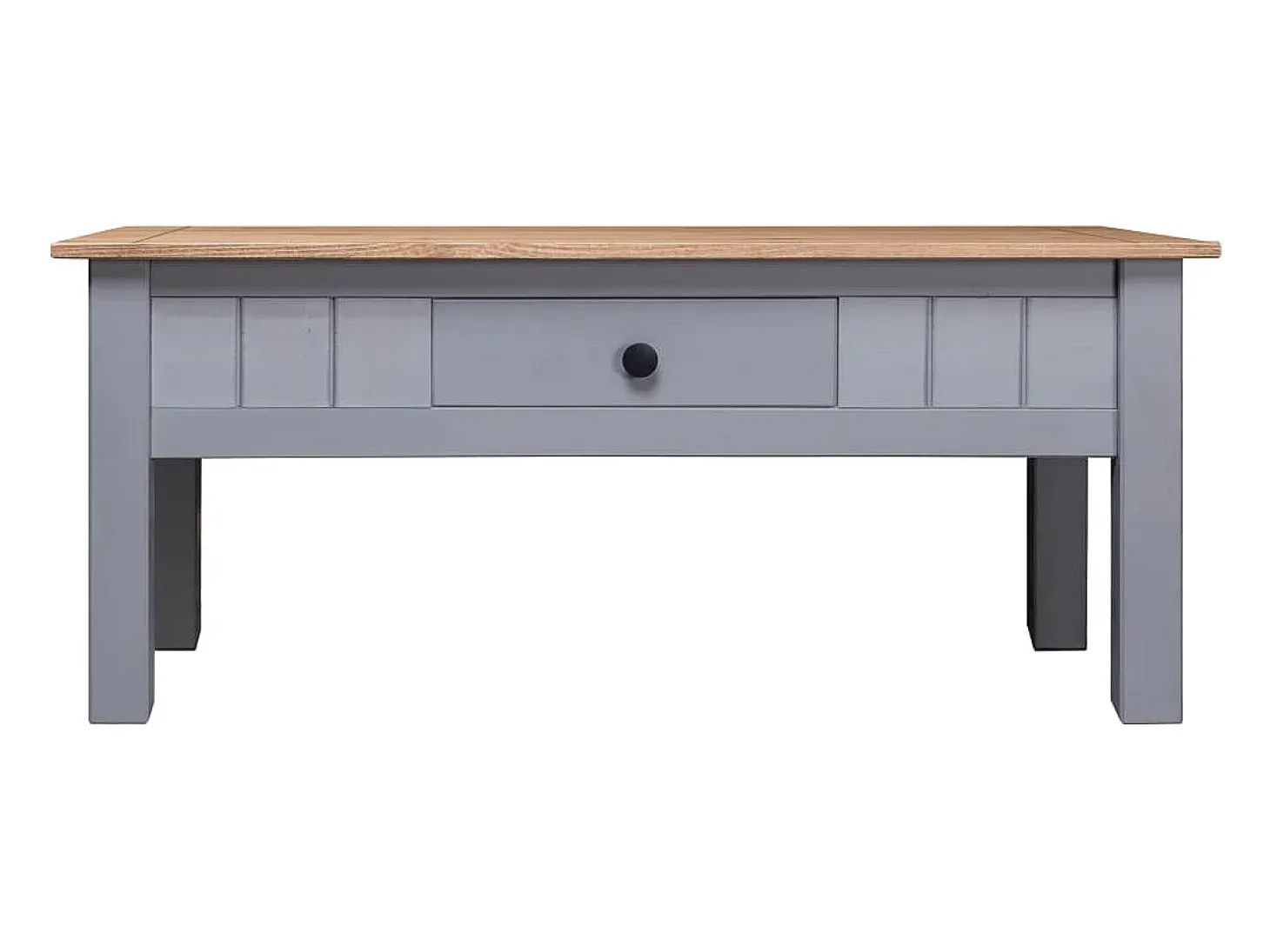 Mesa de centro de madera de pino estilo Panamá gris 100x60x45cm