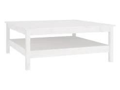 Mesa de centro de madera maciza de pino blanco 100x100x40 cm