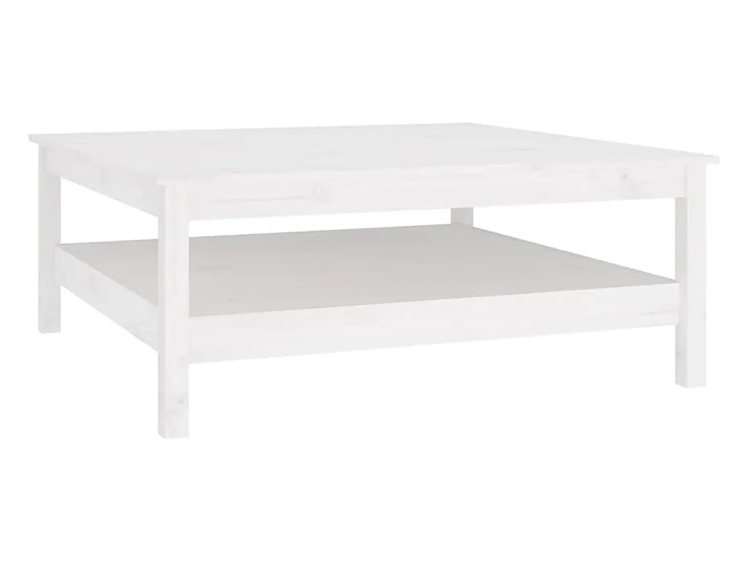 Mesa de centro de madera maciza de pino blanco 100x100x40 cm