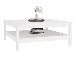 Mesa de centro de madera maciza de pino blanco 100x100x40 cm