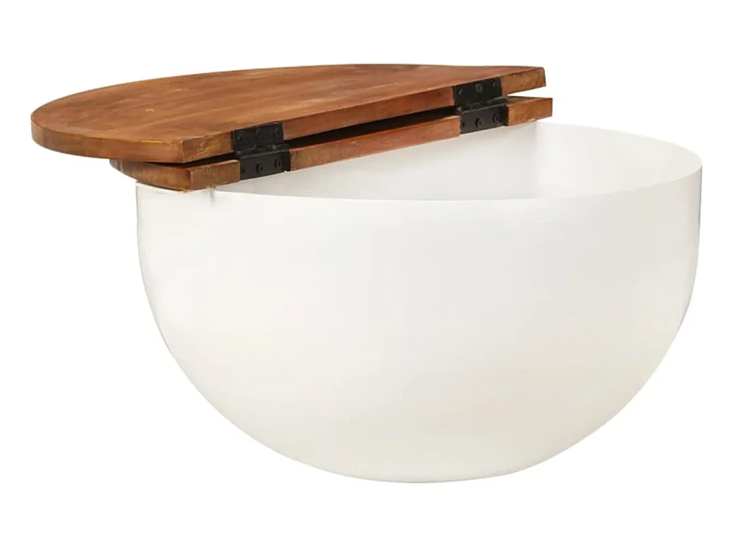 Mesa de centro de madera maciza reciclada blanca 50x27 cm