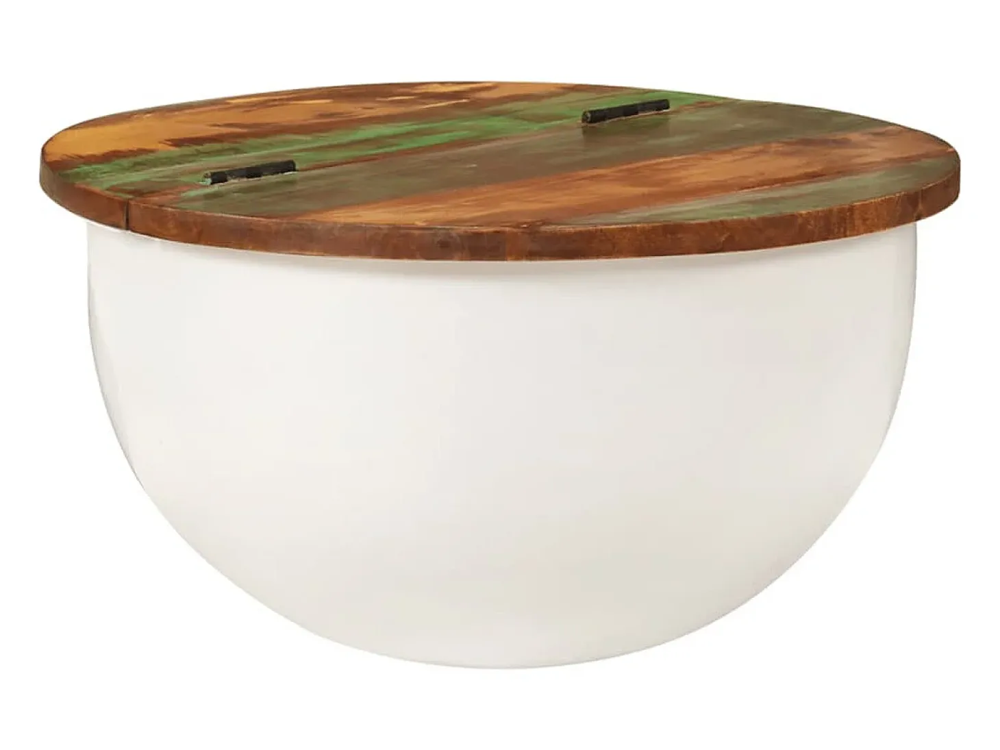 Mesa de centro de madera maciza reciclada blanca 50x27 cm