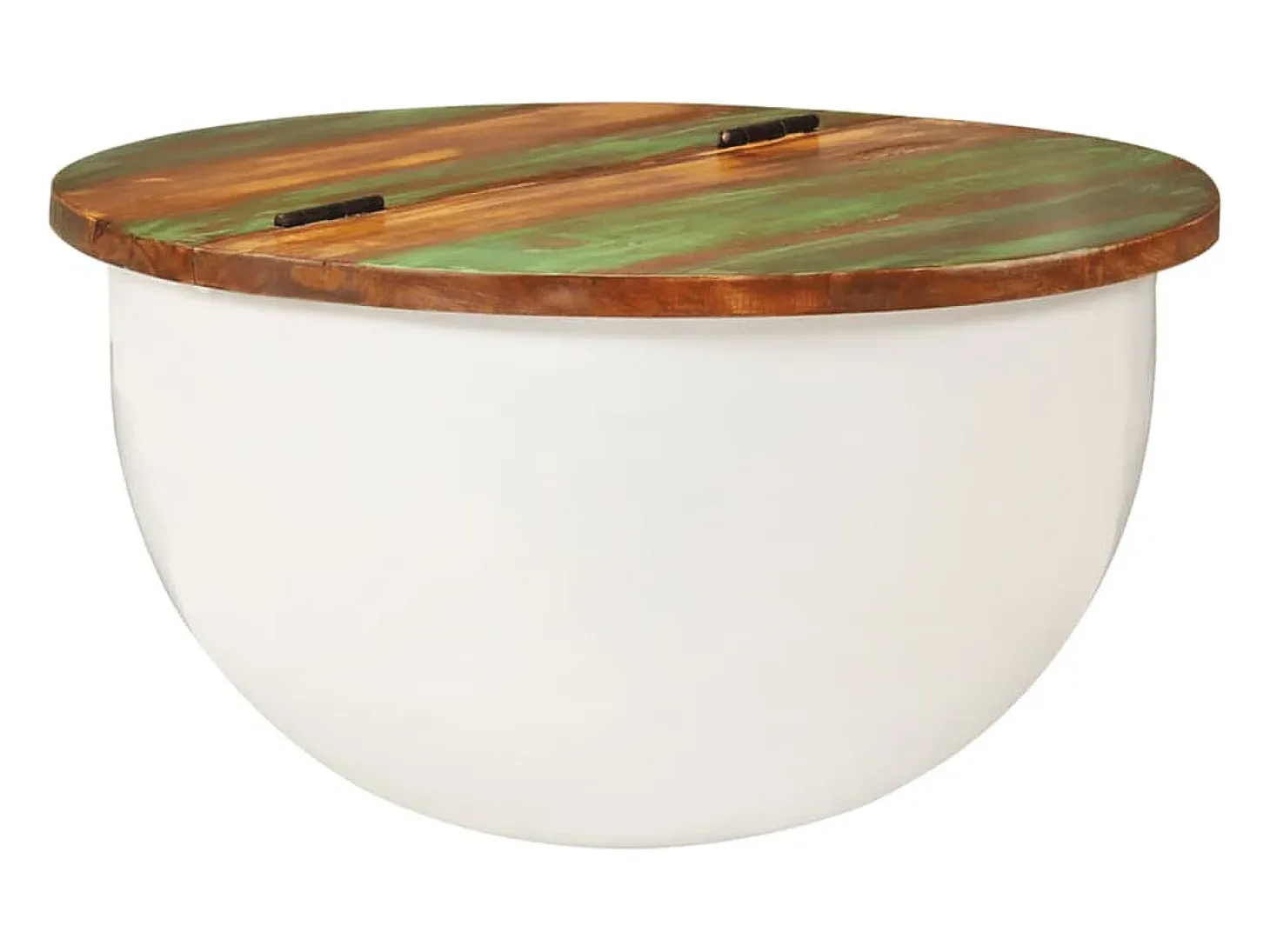 Mesa de centro de madera maciza reciclada blanca 50x27 cm