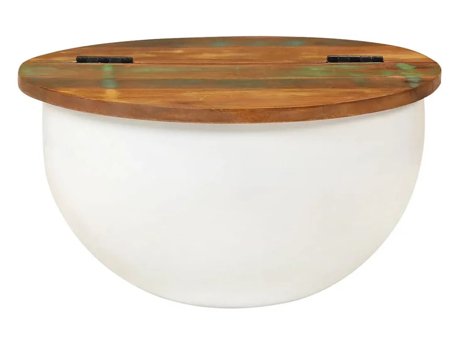 Mesa de centro de madera maciza reciclada blanca 50x27 cm