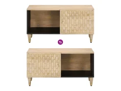 Mesa de centro de madera maciza de mango 80x50x40 cm