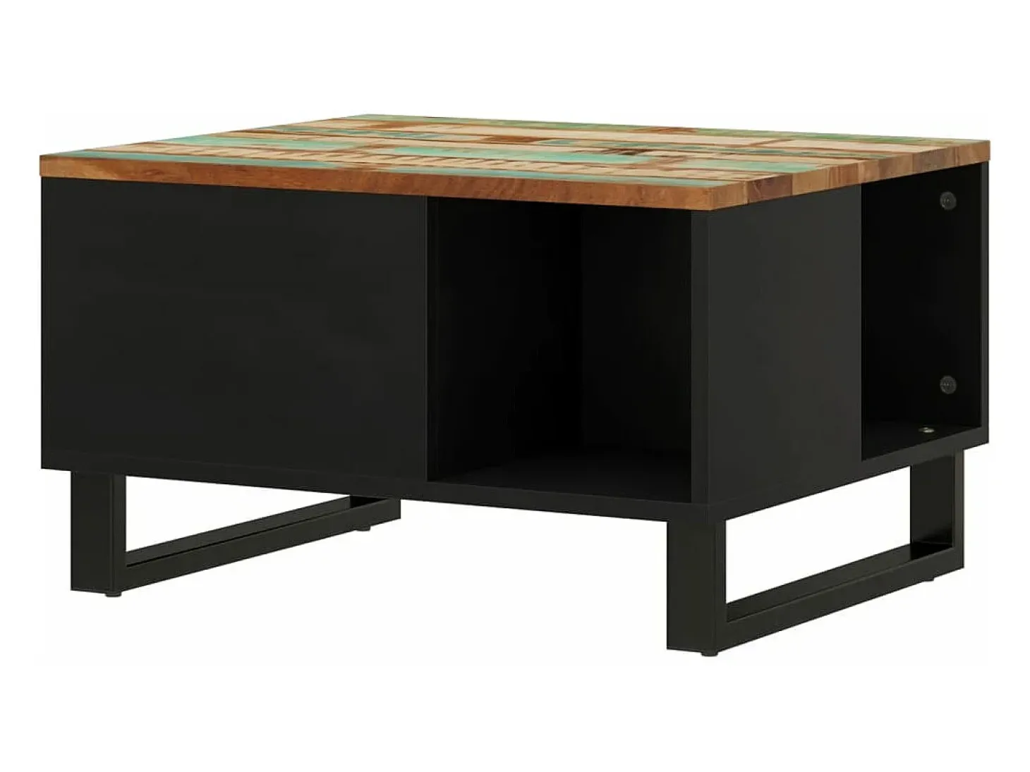 Mesa de centro de madera maciza reciclada 60x50x35 cm