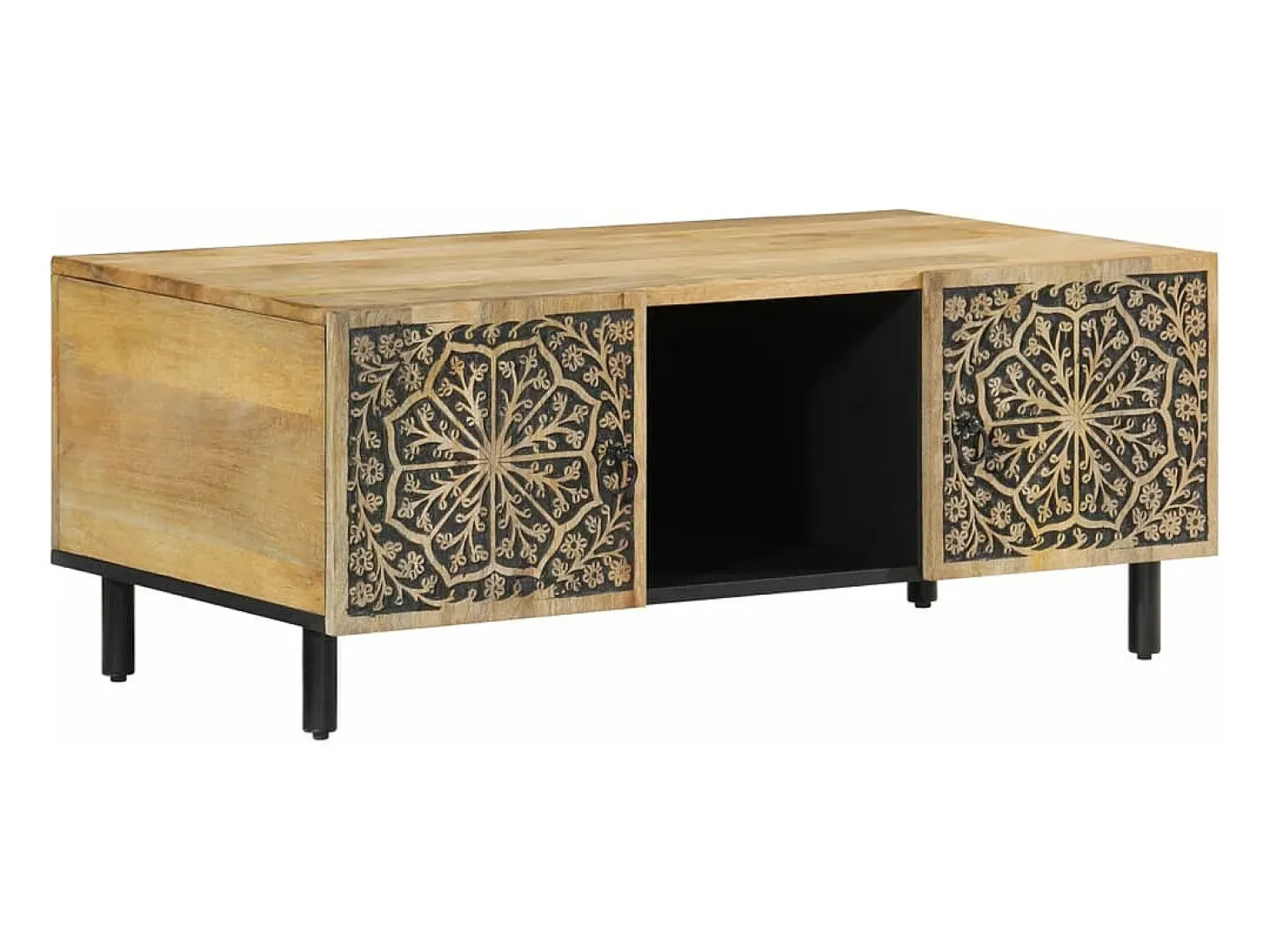 Mesa de centro de madera maciza mango 100x54x40 cm