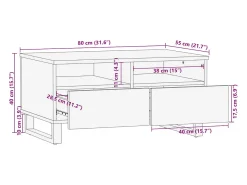 Mesa de centro de madera maciza de mango 80x55x40 cm