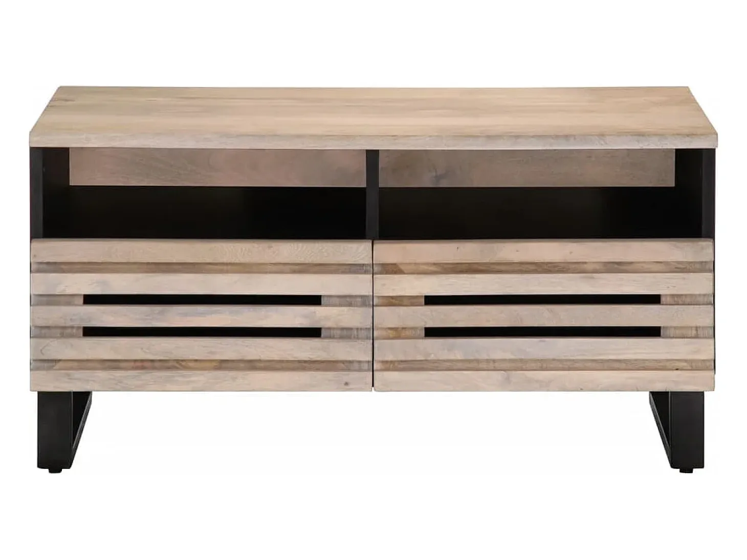Mesa de centro de madera maciza de mango 80x55x40 cm