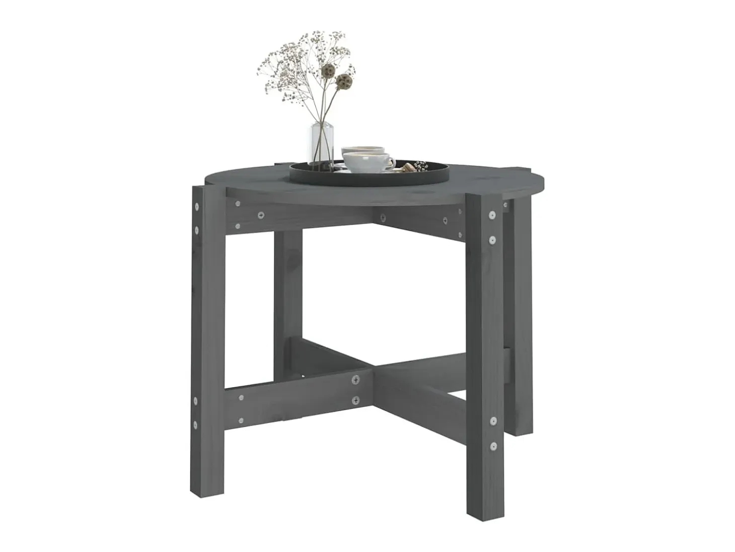 Mesa de centro de madera maciza de pino gris 62,5x45 cm