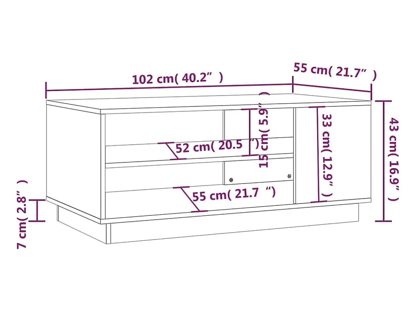 Mesa de centro de madera de ingeniería blanca 102x55x43 cm