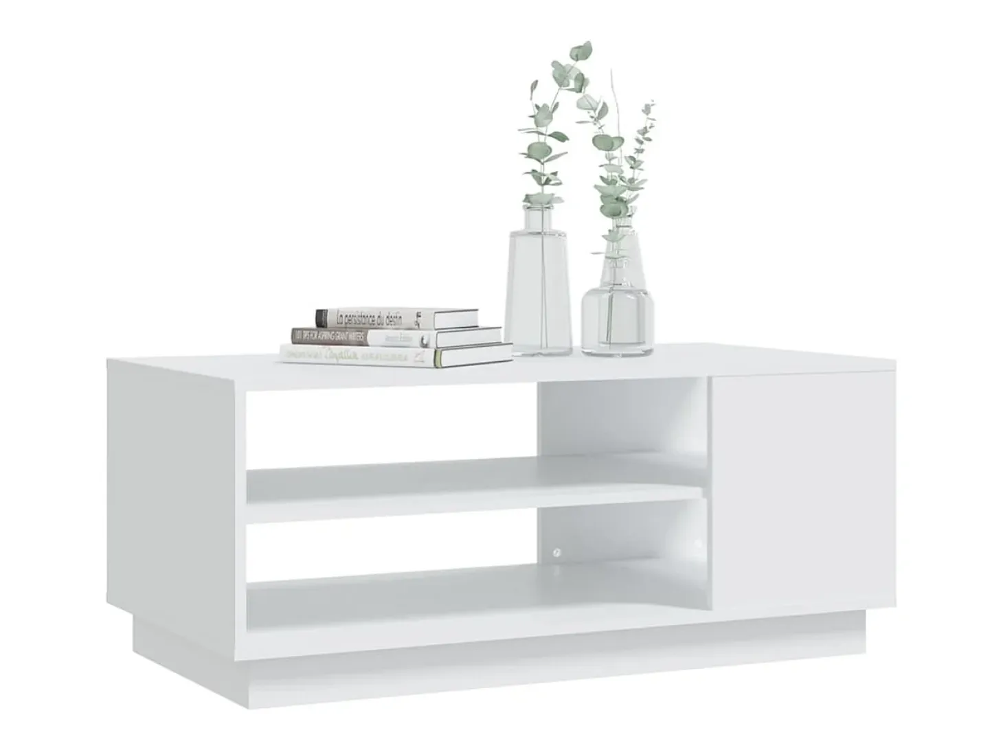 Mesa de centro de madera de ingeniería blanca 102x55x43 cm