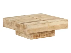 Mesa de centro de madera maciza de mango 80x80x28 cm