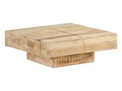 Mesa de centro de madera maciza de mango 80x80x28 cm