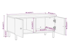 Mesa de centro de madera maciza de mango 80x50x40 cm