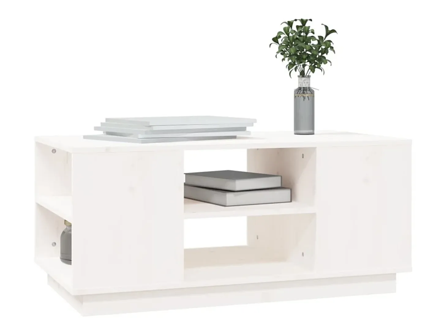Mesa de centro de madera maciza de pino blanco 90x49x40,5 cm