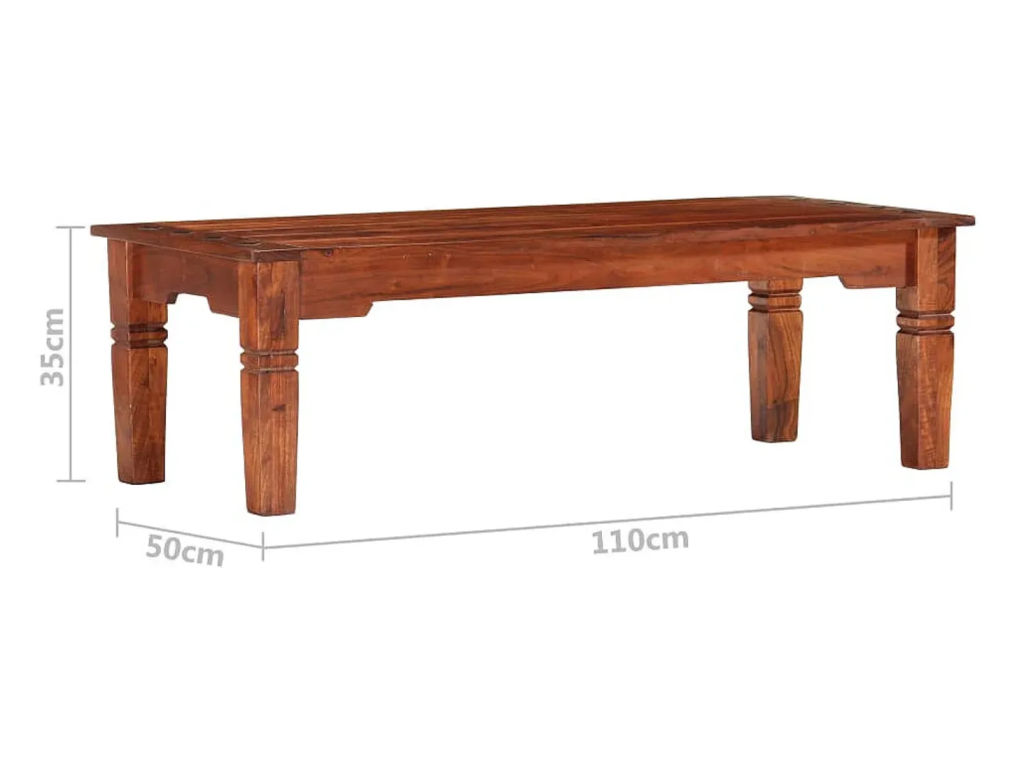 Mesa de centro de madera maciza de acacia 110x50x35 cm
