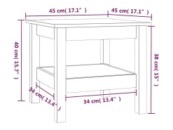Mesa de centro de madera maciza de pino 45x45x40 cm