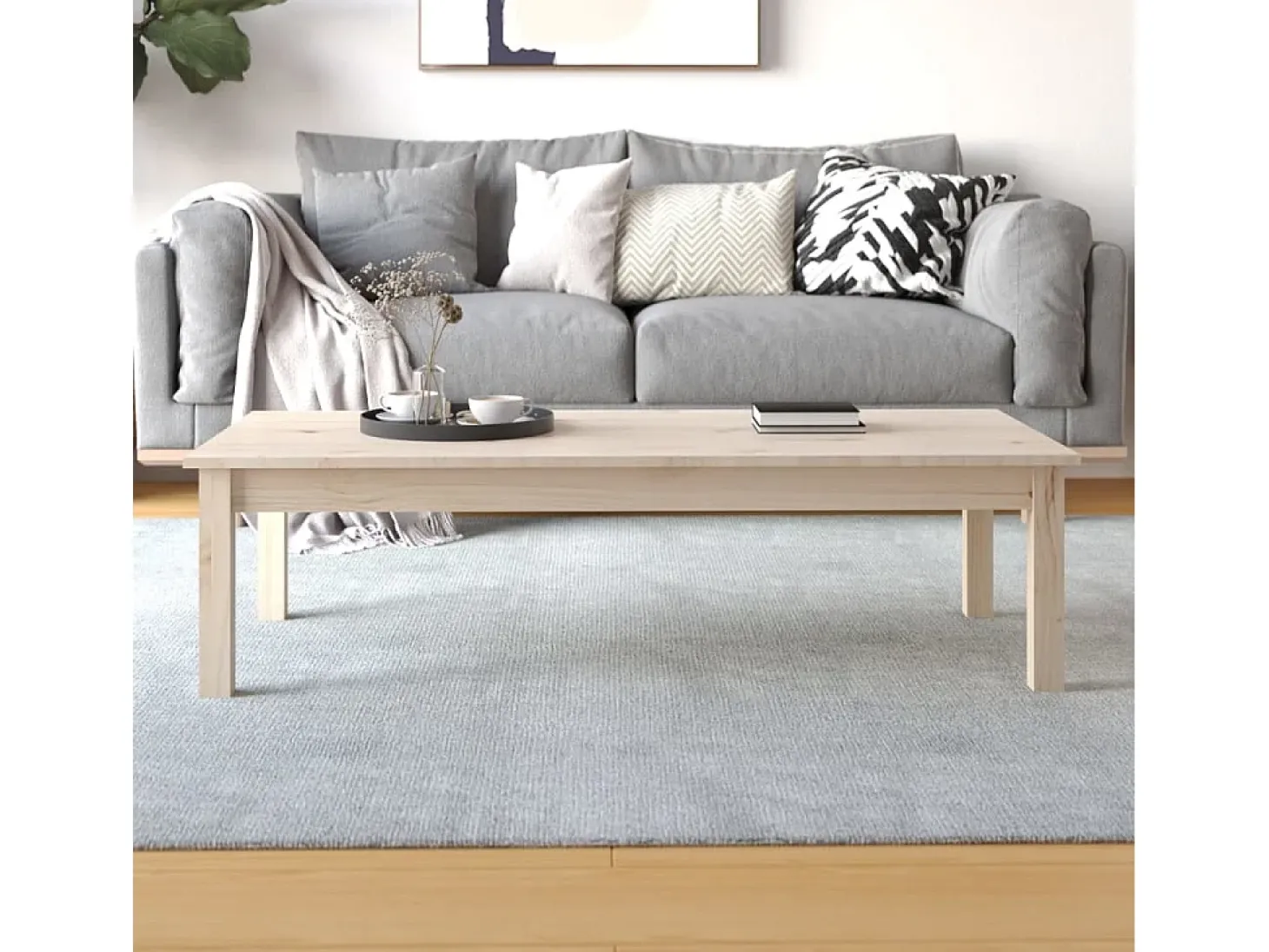 Mesa de centro de madera maciza de pino 110x50x30 cm