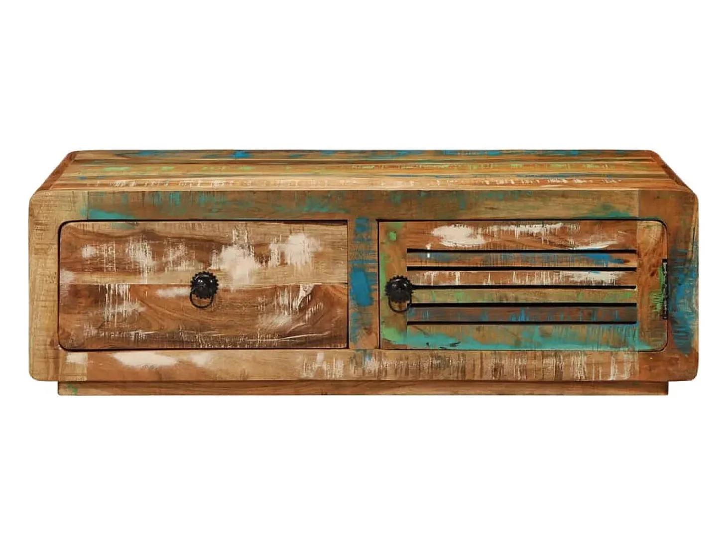 Mesa de centro de madera maciza reciclada 89x55x29 cm