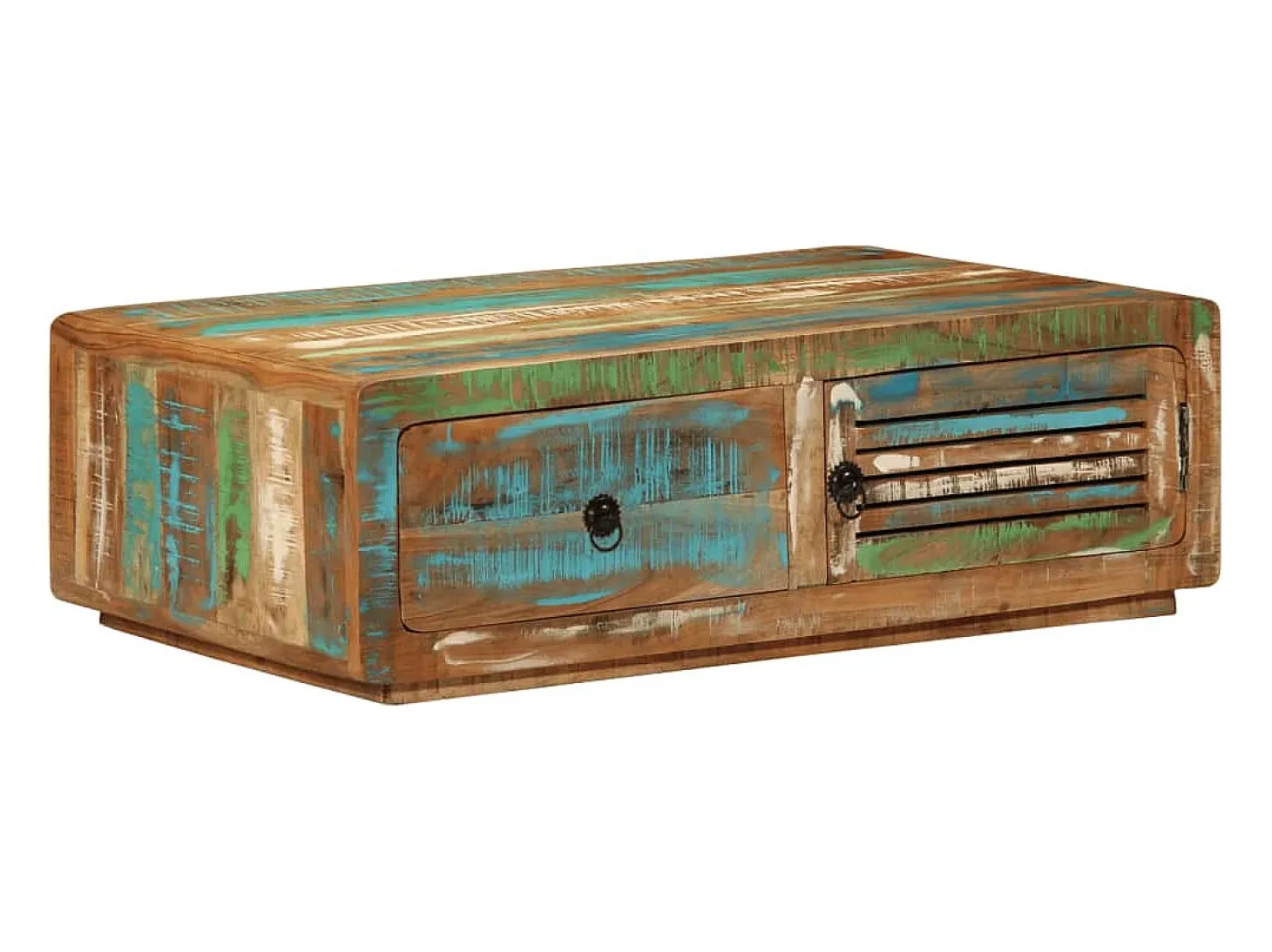 Mesa de centro de madera maciza reciclada 89x55x29 cm