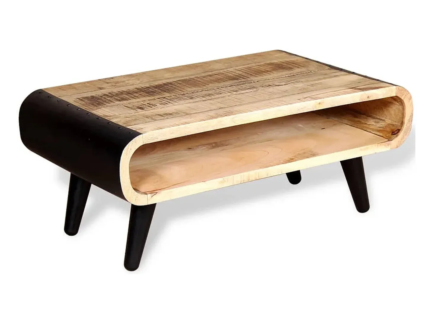 Mesa de centro de madera de mango rugosa 90x55x39 cm